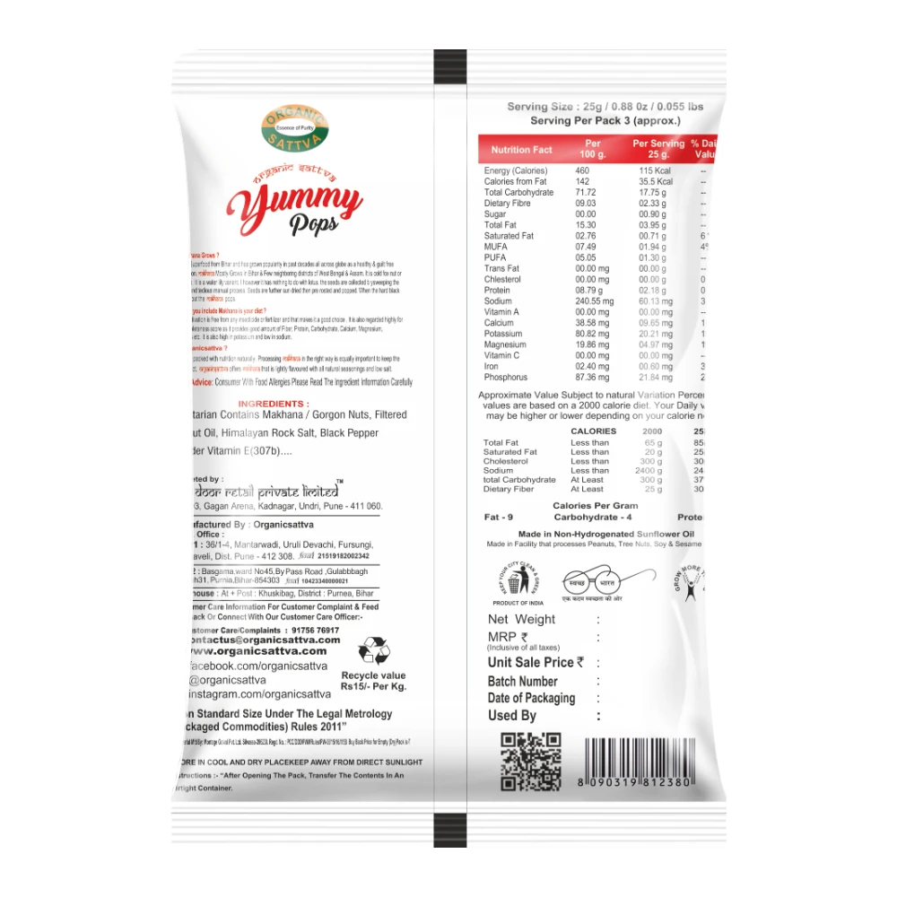 Organic Sattva Black Pepper & Himalayan Salt Makhana